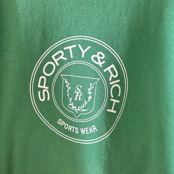 Sporty & Rich Connecticut Crest Crewneck Sweater Size Medium in Emerald - Picture 3 of 16